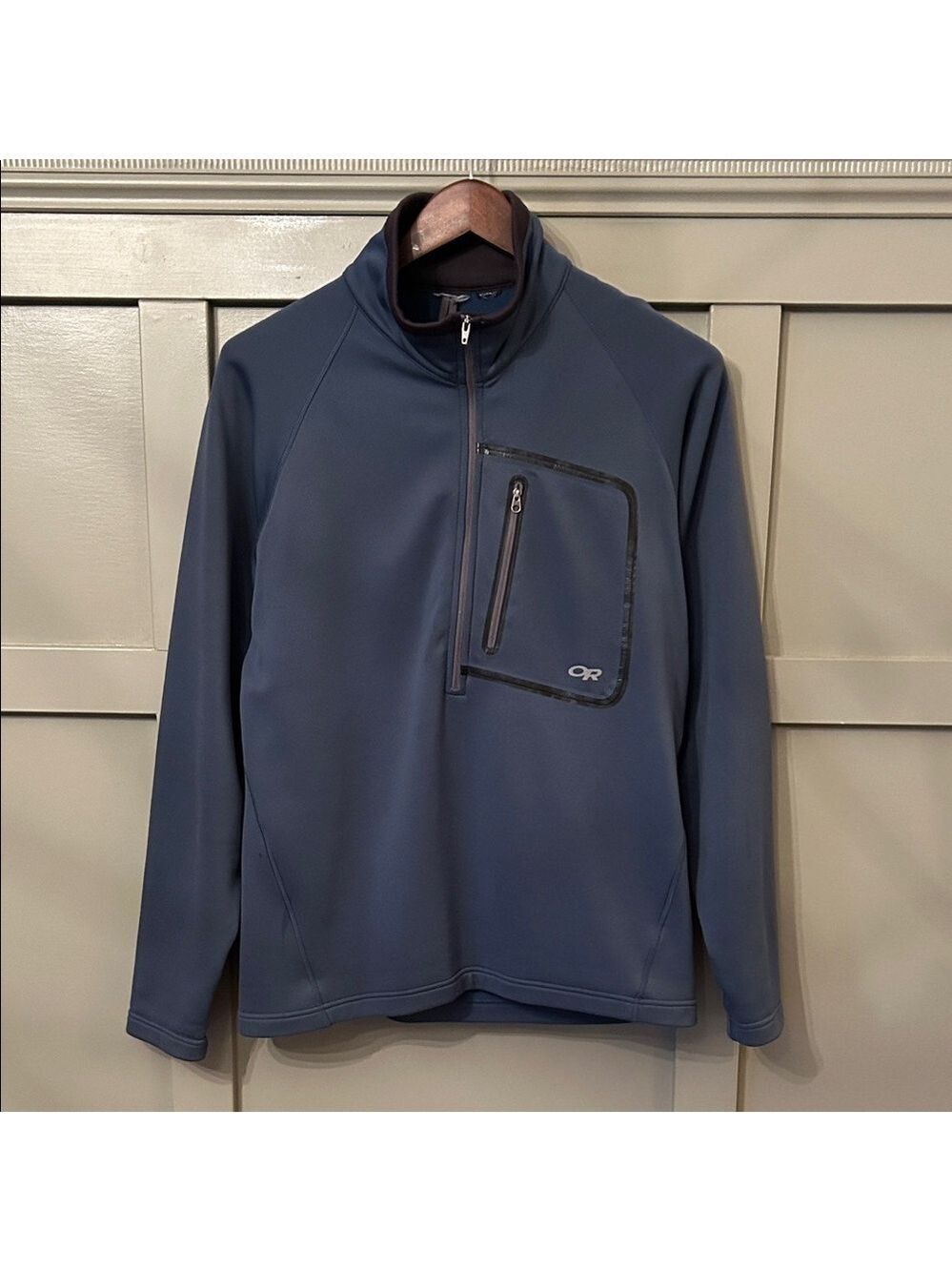 Outdoor Research Half Zip Pullover Jacket Chest Pocket Blue Mens Size Medium